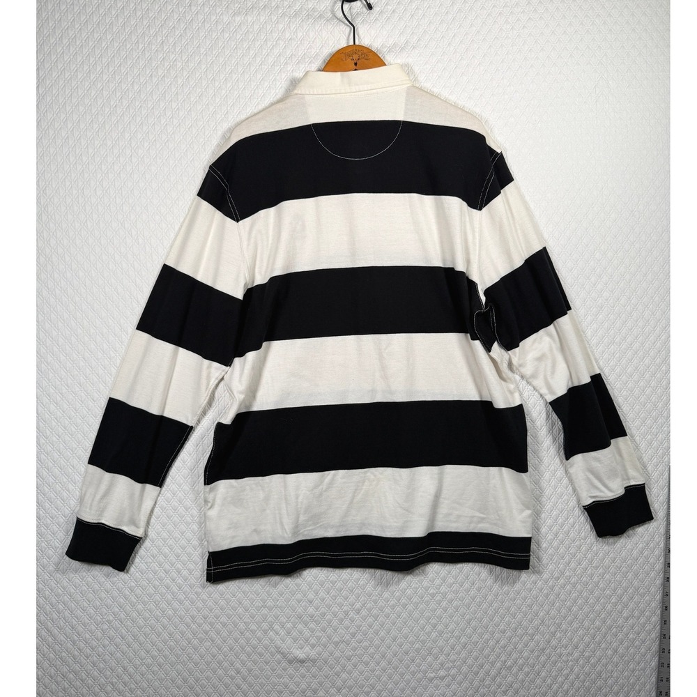 Chaps Heritage Mens XL Black White Striped Long Sleeve Rugby Shirt New New Flaws - Picture 3 of 9